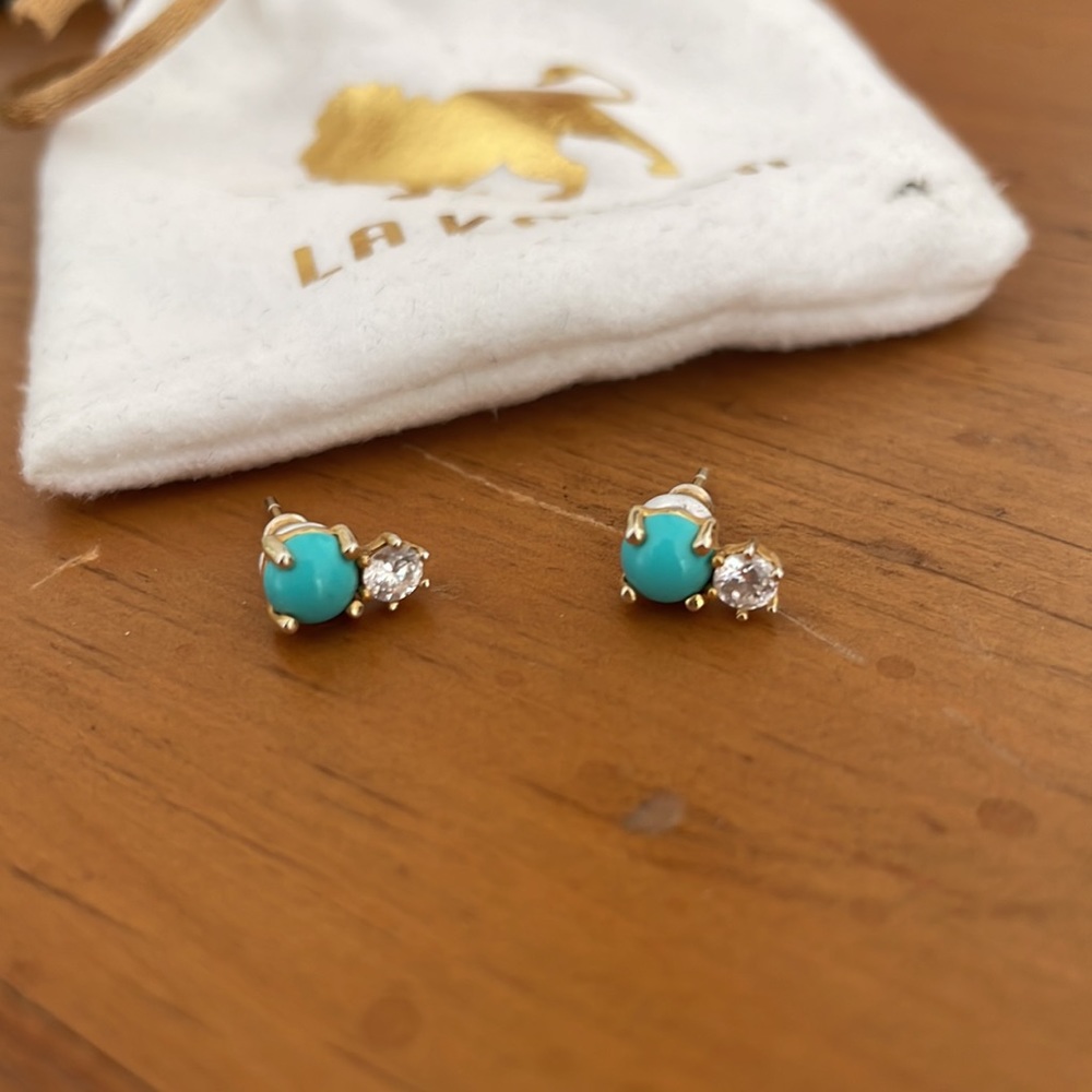 La Kaiser Turquoise and Diamond Doublet Studs